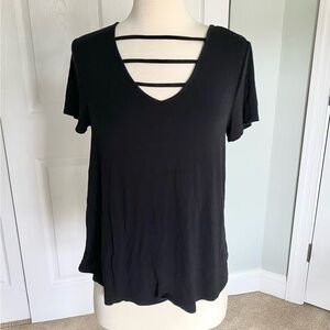 Mossimo Black Short Sleeve Strappy Top